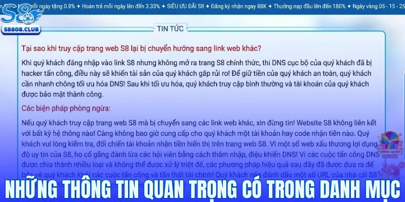 Những thông tin quan trọng có trong danh mục tin tức